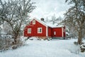 Summer house in Swedish winter Royalty Free Stock Photo