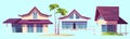 Summer houses, bungalows on sea beach Royalty Free Stock Photo