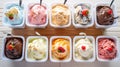 Summer ice cream buffet with a variety of flavors and sweet toppings. Generative AI