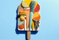 Summer ice cream modern art paper collage design. Generative ai