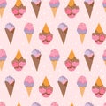 Summer Ice Cream Seamless Pattern in Flat Royalty Free Stock Photo