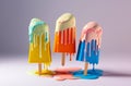 Summer ice lolly popsicle colorful melting ice cream. Generative ai