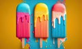 Summer ice lolly popsicle colorful melting ice cream, generative AI