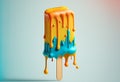 Summer ice lolly popsicle colorful melting ice cream. Generative ai Royalty Free Stock Photo