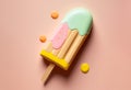 Summer ice lolly popsicle colorful melting ice cream. Generative ai Royalty Free Stock Photo