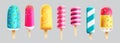 Summer ice pop vector set. Summer popsicle refreshments and ice cream sweet desserts.