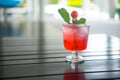 Fresh drink punch juice with ice, cherry and mint Royalty Free Stock Photo