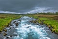 Summer Iceland Landscape with Raging River
