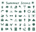 Summer icon. Dark green, full icons. Tourism symbol. Vector illustration