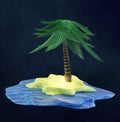 Deserted Sandy Island with a Palm Tree Royalty Free Stock Photo