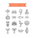 Summer icon set.Trendy symbol collection for Web and App. Editable Stroke