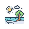 Color illustration icon for Summer, summertime and sunny Royalty Free Stock Photo