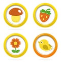 Summer icons in colorful bubbles