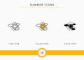 Summer icons set vector illustration with solid icon line style. Beach vacation concept. Royalty Free Stock Photo