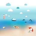 Summer illustration of sun beach. Royalty Free Stock Photo