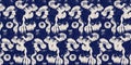 Summer indigo batik block print dyed motif seamless border pattern. Fashion edging ribbon trim for beach wear