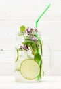 Summer infused detox cold waters with lime mint Royalty Free Stock Photo