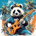 Rockstar panda with summer vibes Panda with a cool summer rockstar vibe