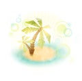 Summer island with palms