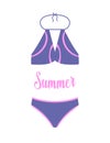 Summer isolated fashion swimsuit. Minimalistic simplified vector illustration. Swimsuit for beach. Two-piece swimsuits Royalty Free Stock Photo