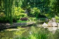 Summer japanese garden. Beautiful nature. City park Royalty Free Stock Photo