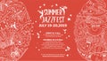 Summer jazz fest web banner outline vector template