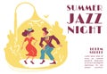 Summer jazz night banner flat vector template