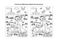 Find the differences visual puzzle and coloring page with gumboots and frogs