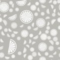 Summer juicy Seamless pattern with Monochrome Citrus Slices vector illustration