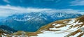 Summer June Alps mountain and winding road view from Grossglockner High Alpine Road Royalty Free Stock Photo