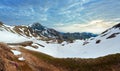 Summer June Alps mountain and winding road view from Grossglockner High Alpine Road Royalty Free Stock Photo