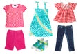 Summer kid's clothes isolated on white. Royalty Free Stock Photo