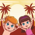 Summer kids cartoon Royalty Free Stock Photo