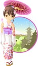 Summer kimono girl Royalty Free Stock Photo