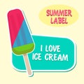 Summer label. Ice cream sticker.