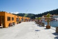 Summer lake panorama of Bukovel resort