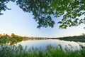 Summer lake at sunset