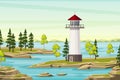 Summer Landsape With Lighthouse Royalty Free Stock Photo