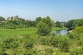 Summer landscape along the cycle path of the Po river, italy