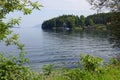 Summer landscape of Attersee near Unterach, Salzkammergut, Austria, Europe