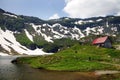 Summer landscape at Balea Lake Chalet in Fagaras Mountains, Carpathians Royalty Free Stock Photo