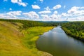 summer landscape on the banks of the green river at sunset, Russia, Ural. Royalty Free Stock Photo