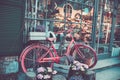 Urban bike parked to a flower shop Royalty Free Stock Photo