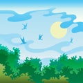 Summer landscape with birds Royalty Free Stock Photo