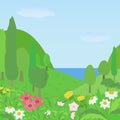 Summer landscape.Vector illustration Royalty Free Stock Photo