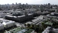 Summer landscape on a built-up city from a height. Stock footage. High-rise beautiful glass offices standing on the Royalty Free Stock Photo