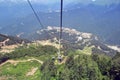 Summer landscape of Caucasian Mountains and cable car with funicular