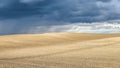 Summer landscape with dramatic thunderclouds in the background