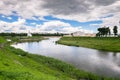 Fascinating riverside scenery of the Tmaka River near its joining the river Volga. The City Of Tver, Russia. Royalty Free Stock Photo