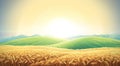 Summer landscape with a field of ripe wheat Royalty Free Stock Photo